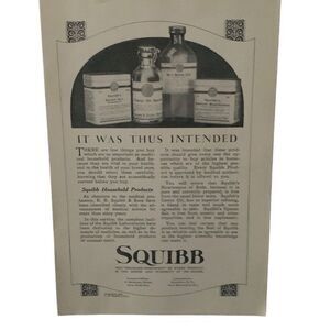 Vintage 1923 Squibb It Was Thus Intended Ad Advertisement